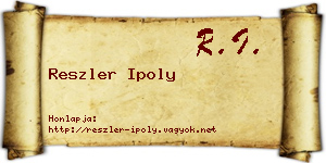 Reszler Ipoly névjegykártya